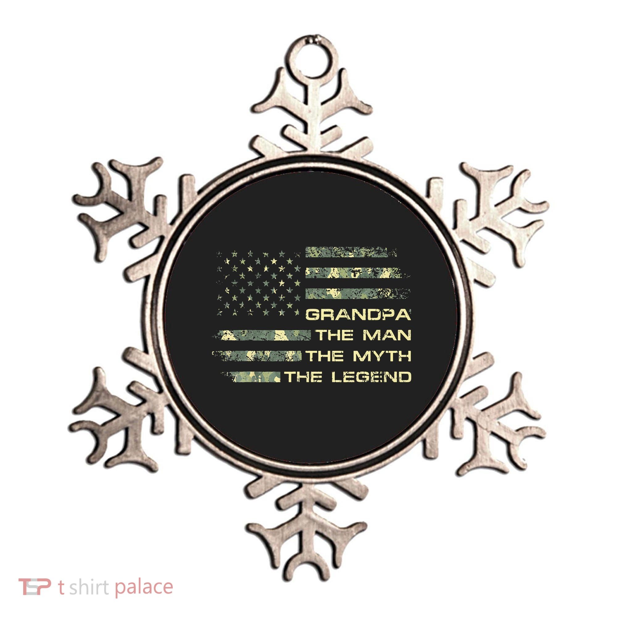 Grandpa The Man The Myth The Legend Fathers Day Camo US Flag Ornament