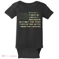Grandpa The Man The Myth The Legend Fathers Day Camo US Flag Baby Bodysuit thumb 0