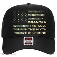 Grandpa The Man The Myth The Legend Fathers Day Camo US Flag Hat thumb 0