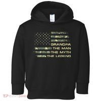 Grandpa The Man The Myth The Legend Fathers Day Camo US Flag Toddler Hoodie thumb 0