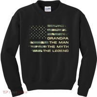Grandpa The Man The Myth The Legend Fathers Day Camo US Flag Kids Sweatshirt thumb 0