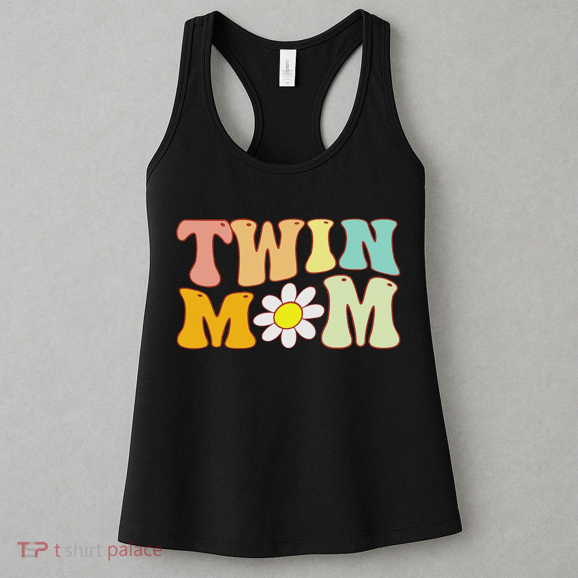 Groovy Twin Mama Funny Mother's Day For New Mom Of Twins Women's Tank Top