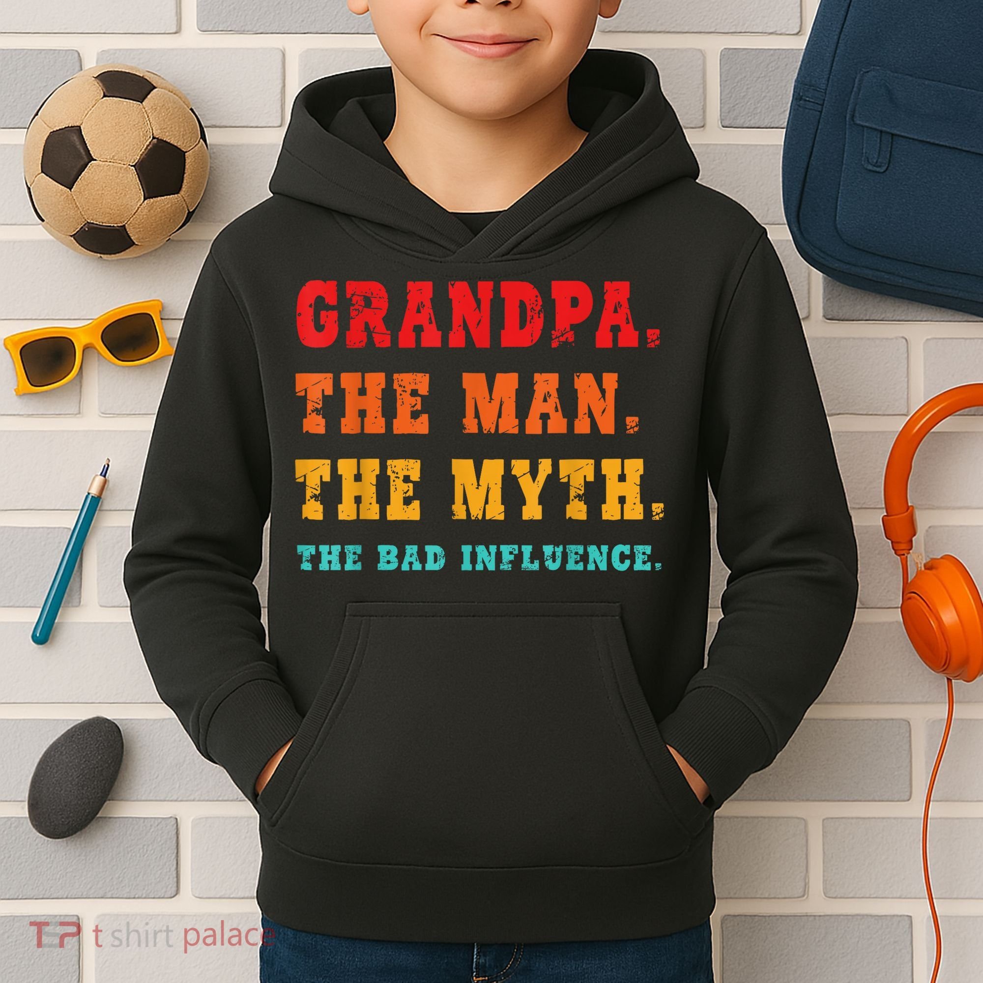 Grandpa The Man The Myth The Bad Influence Kids Hoodie