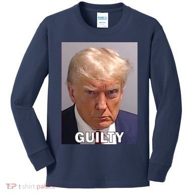 Guilty Trump Mugshot Kids Long Sleeve Shirt