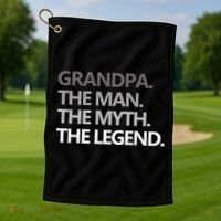 GRANDPA THE MAN THE MYTH THE LEGEND Men Gift Fathers Day Golf Towel thumb 1