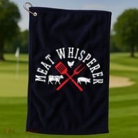 Grilling T Meat Whisperer Funny BBQ Chef Gift Golf Towel thumb 1