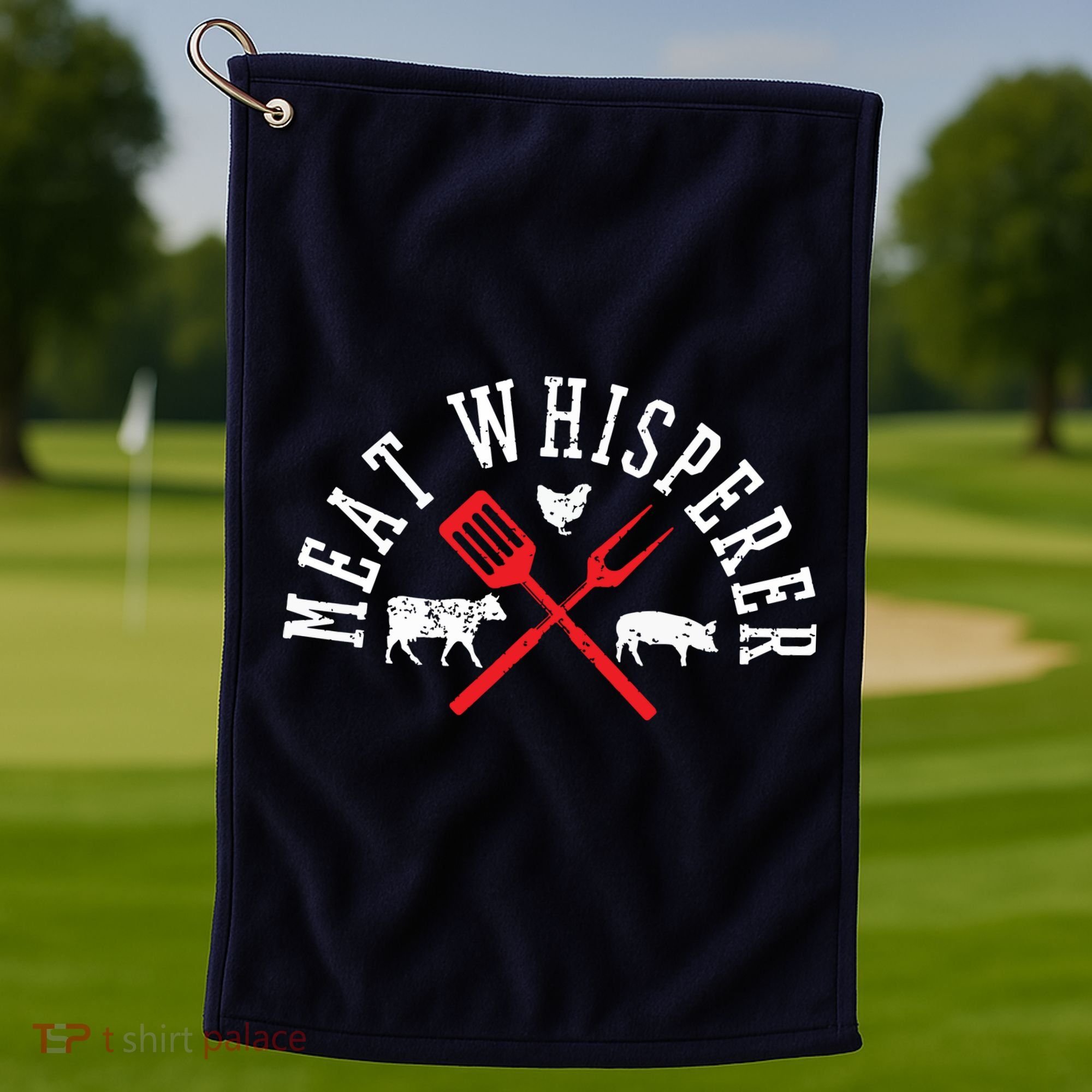Grilling T Meat Whisperer Funny BBQ Chef Gift Golf Towel