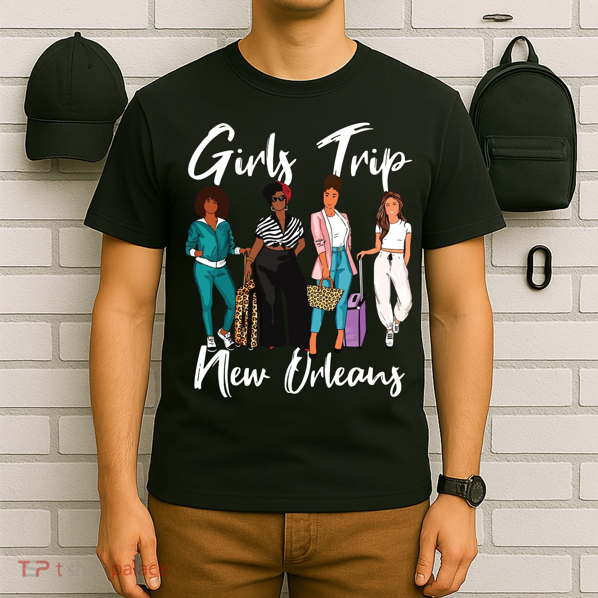 Girl Trip New Orleans For Melanin Afro Black Vacation Women T-Shirt
