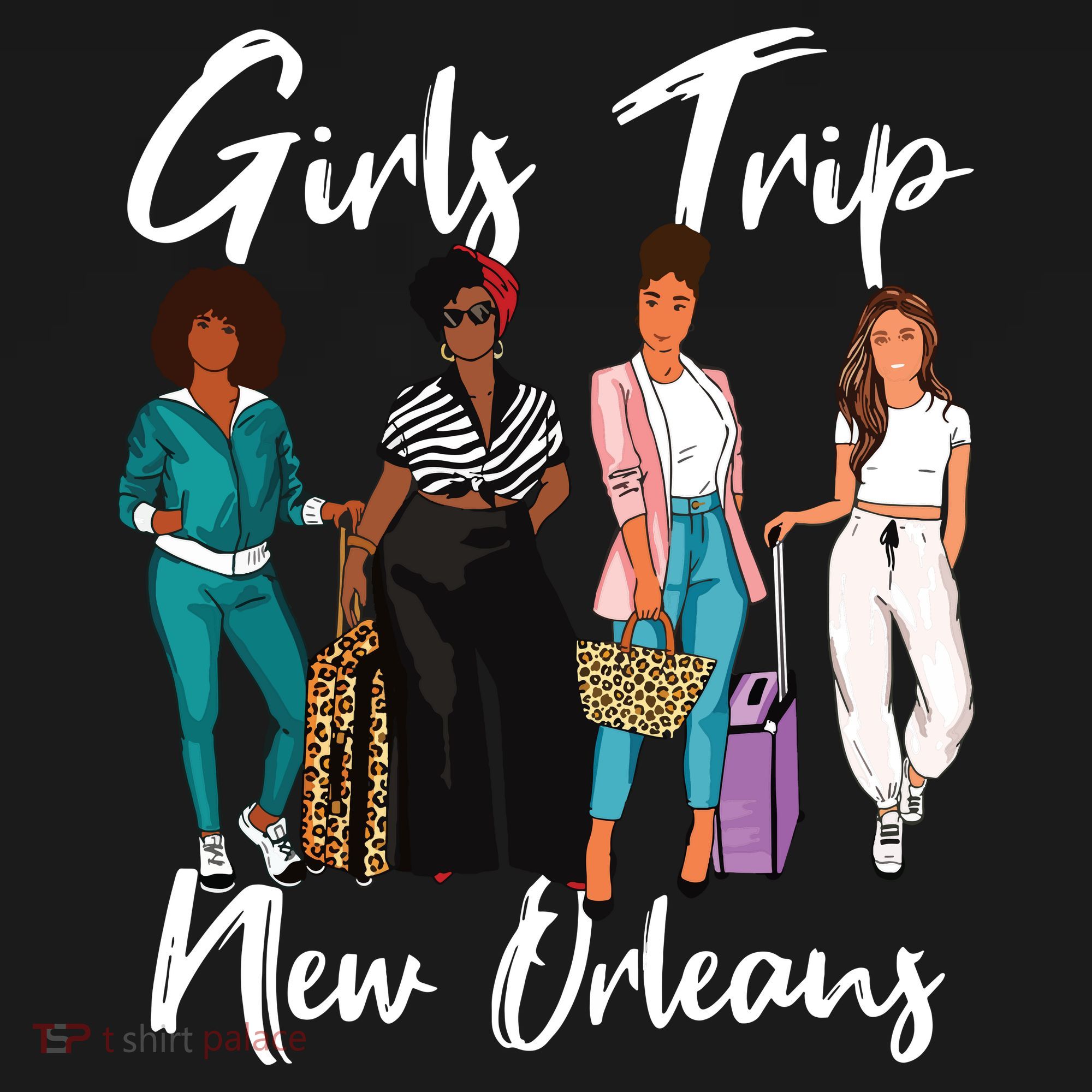 Girl Trip New Orleans For Melanin Afro Black Vacation Women T-Shirt