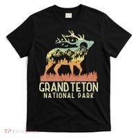 Grand Teton National Park Retro Mountain Vintage Elk Gift T-Shirt thumb 0