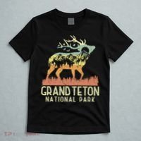 Grand Teton National Park Retro Mountain Vintage Elk Gift T-Shirt thumb 5