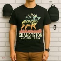 Grand Teton National Park Retro Mountain Vintage Elk Gift T-Shirt thumb 6