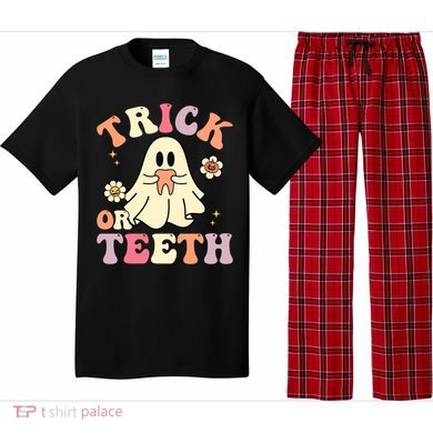 Groovy Trick Or Teeth Funny Dental Halloween Dentist Costume Gift Pajama Set