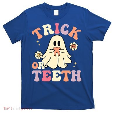 Groovy Trick Or Teeth Funny Dental Halloween Dentist Costume Gift T-Shirt