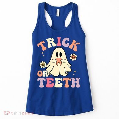 Groovy Trick Or Teeth Funny Dental Halloween Dentist Costume Gift Women's Tank Top