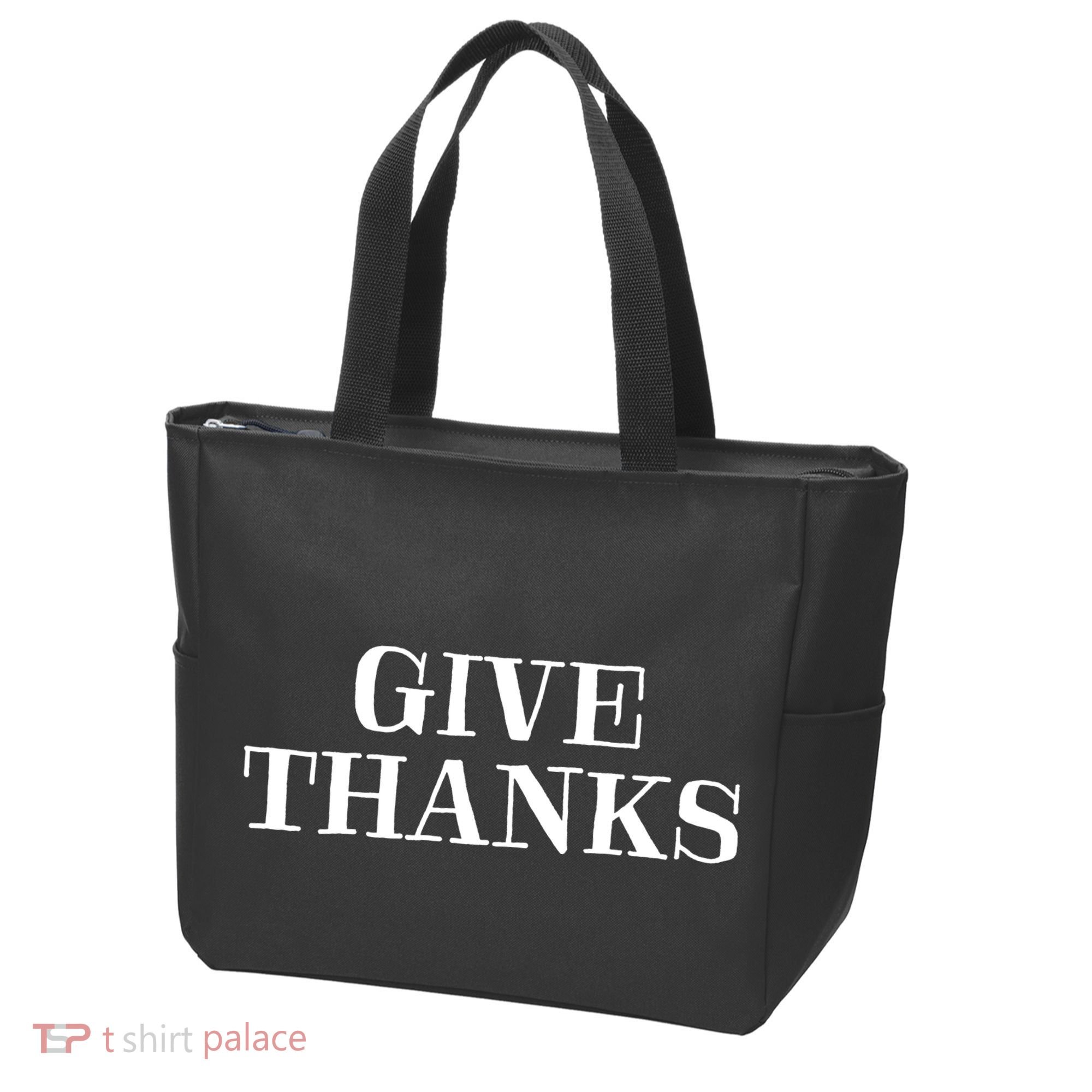 Give Thanks Positive Quote Thanksgiving Tote Bag