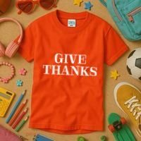 Give Thanks Positive Quote Thanksgiving Kids T-Shirt thumb 3