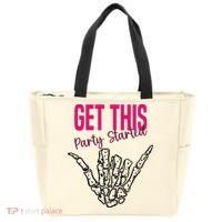 Get This Party Started Rock Skeleton Tote Bag thumb 0