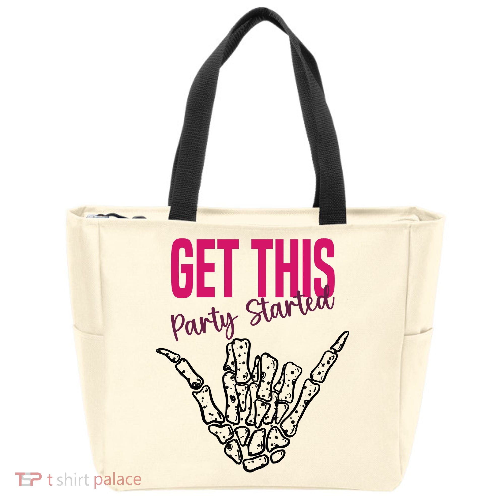 Get This Party Started Rock Skeleton Tote Bag