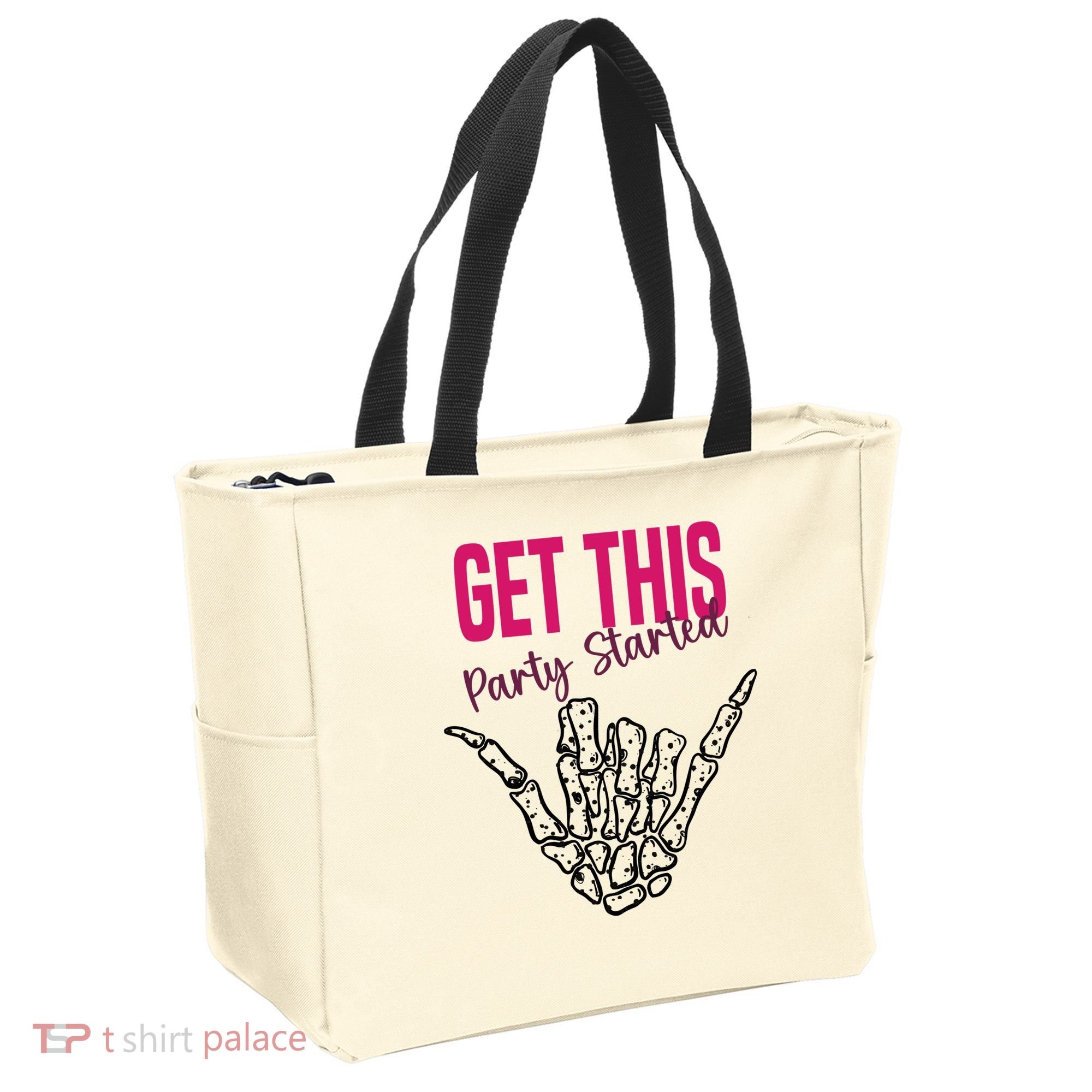 Get This Party Started Rock Skeleton Tote Bag