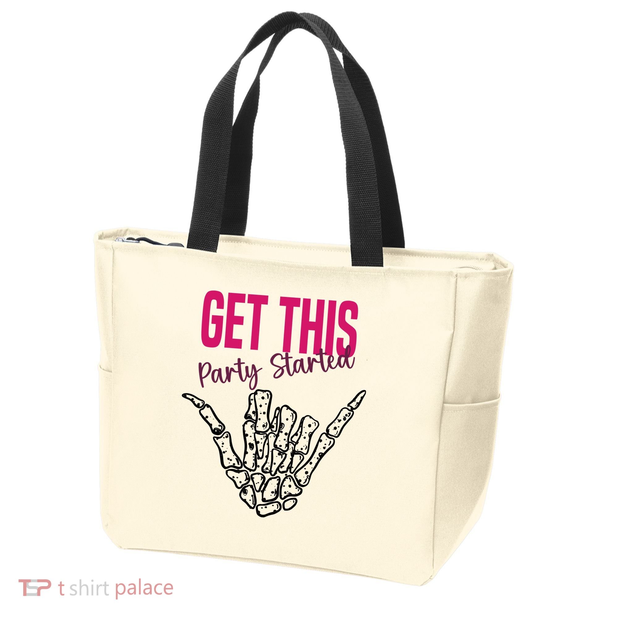 Get This Party Started Rock Skeleton Tote Bag