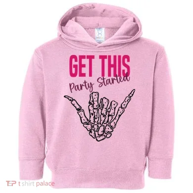 Get This Party Started Rock Skeleton Toddler Hoodie