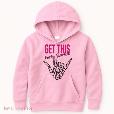 Get This Party Started Rock Skeleton Kids Hoodie