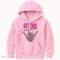 Get This Party Started Rock Skeleton Kids Hoodie thumb 0