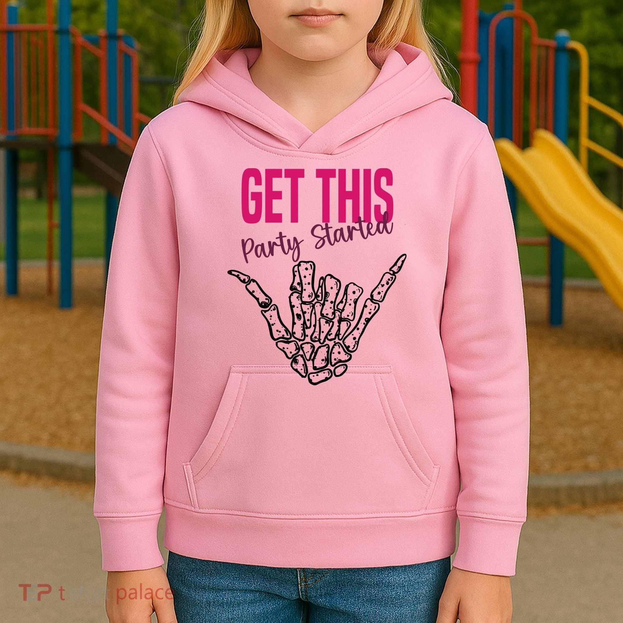 Get This Party Started Rock Skeleton Kids Hoodie