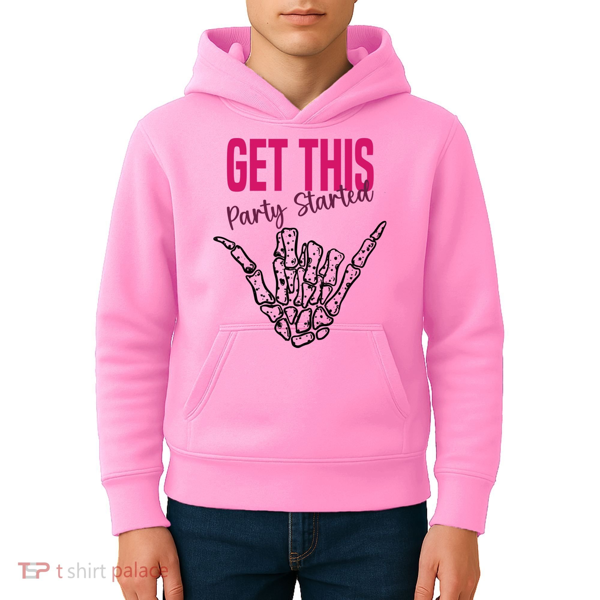 Get This Party Started Rock Skeleton Kids Hoodie