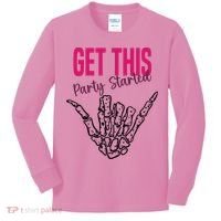 Get This Party Started Rock Skeleton Kids Long Sleeve Shirt thumb 0