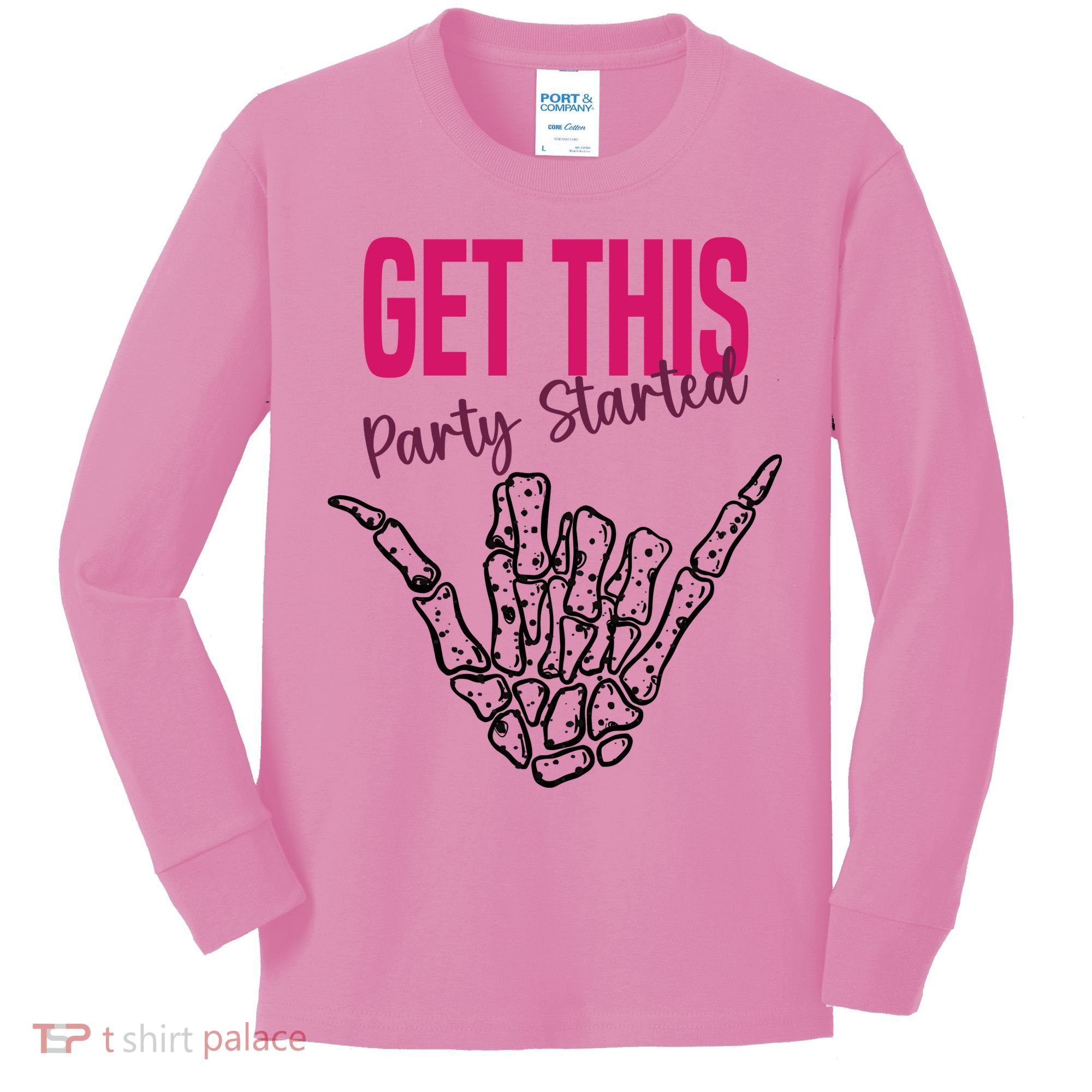 Get This Party Started Rock Skeleton Kids Long Sleeve Shirt