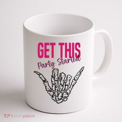 Get This Party Started Rock Skeleton Coffee Mug back