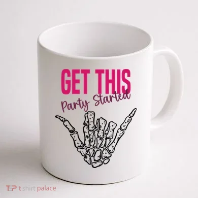 Get This Party Started Rock Skeleton Coffee Mug back