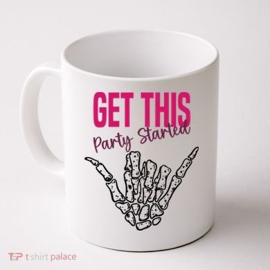 Get This Party Started Rock Skeleton Coffee Mug
