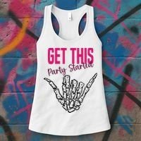 Get This Party Started Rock Skeleton Women's Tank Top thumb 3