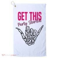 Get This Party Started Rock Skeleton Golf Towel thumb 0