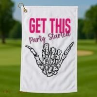 Get This Party Started Rock Skeleton Golf Towel thumb 1
