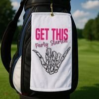 Get This Party Started Rock Skeleton Golf Towel thumb 2