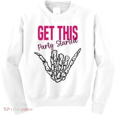 Get This Party Started Rock Skeleton Kids Sweatshirt