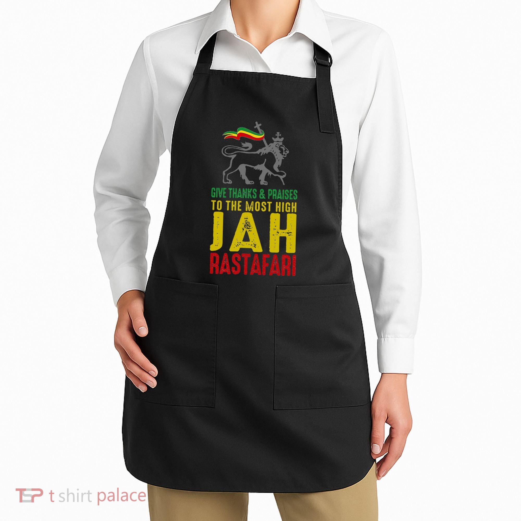 Give Thanks & Praises Rastafari Reggae Jah Rasta Clothing Apron
