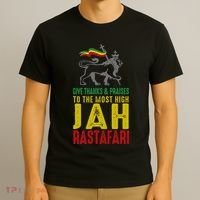Give Thanks & Praises Rastafari Reggae Jah Rasta Clothing T-Shirt thumb 3