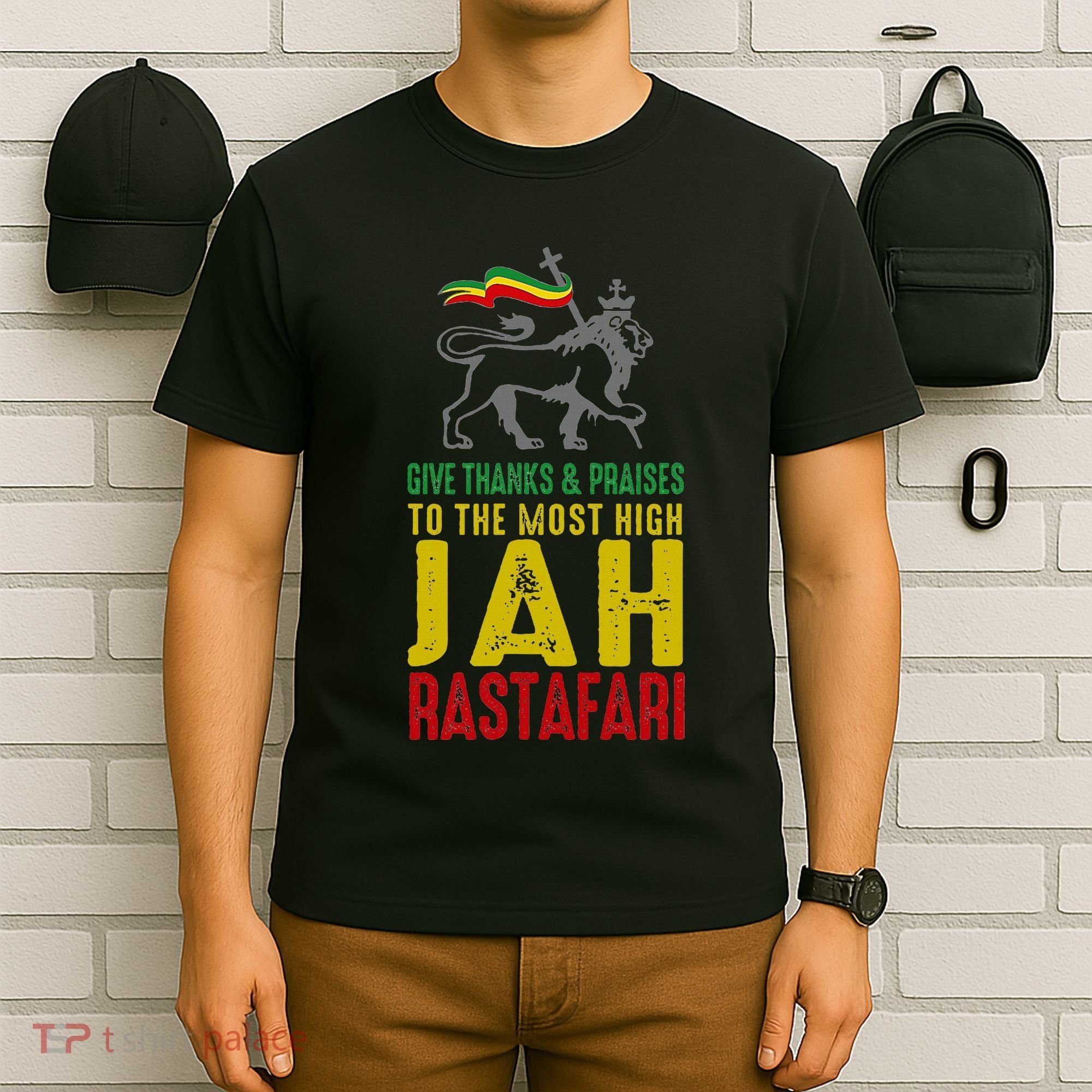 Give Thanks & Praises Rastafari Reggae Jah Rasta Clothing T-Shirt