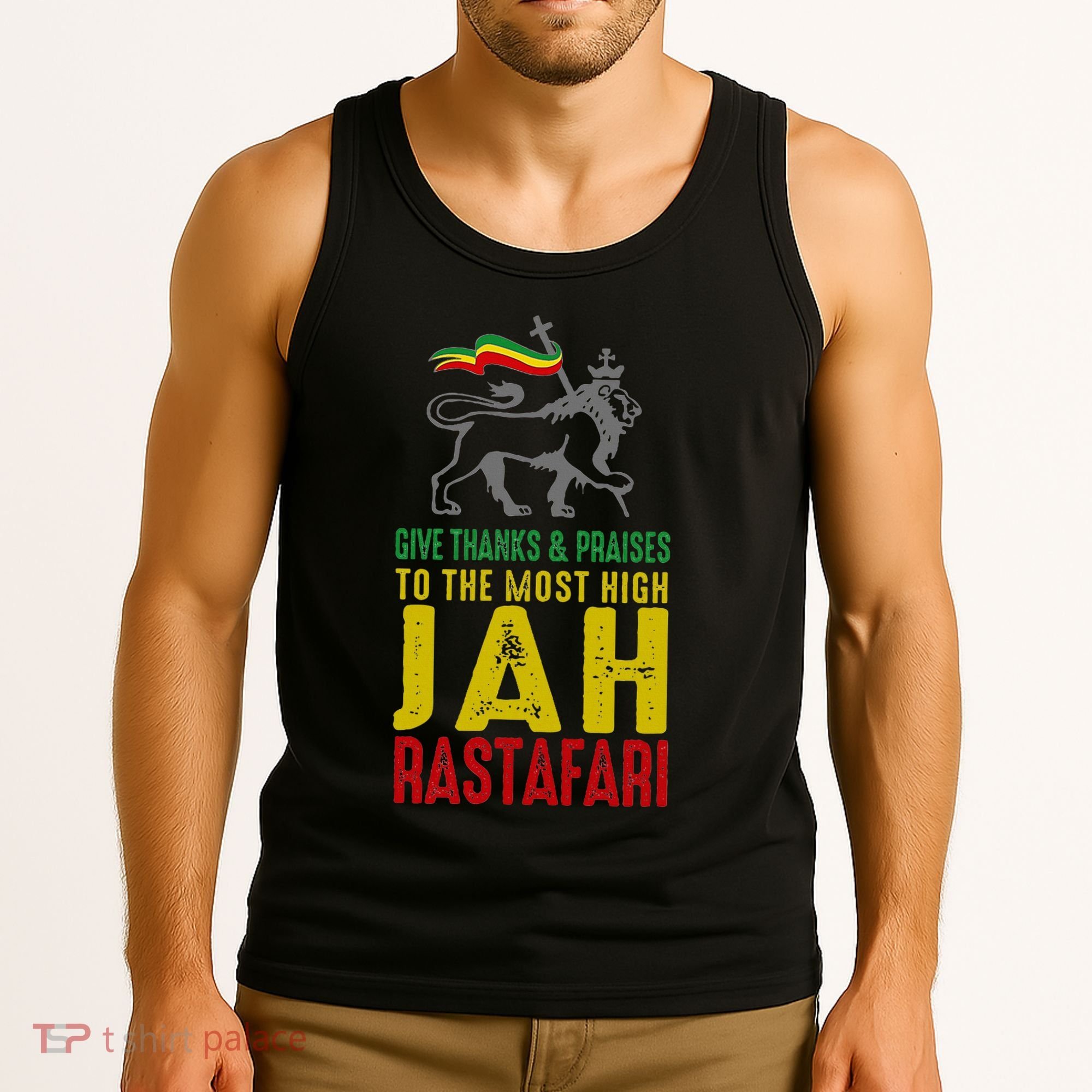 Give Thanks & Praises Rastafari Reggae Jah Rasta Clothing Tank Top
