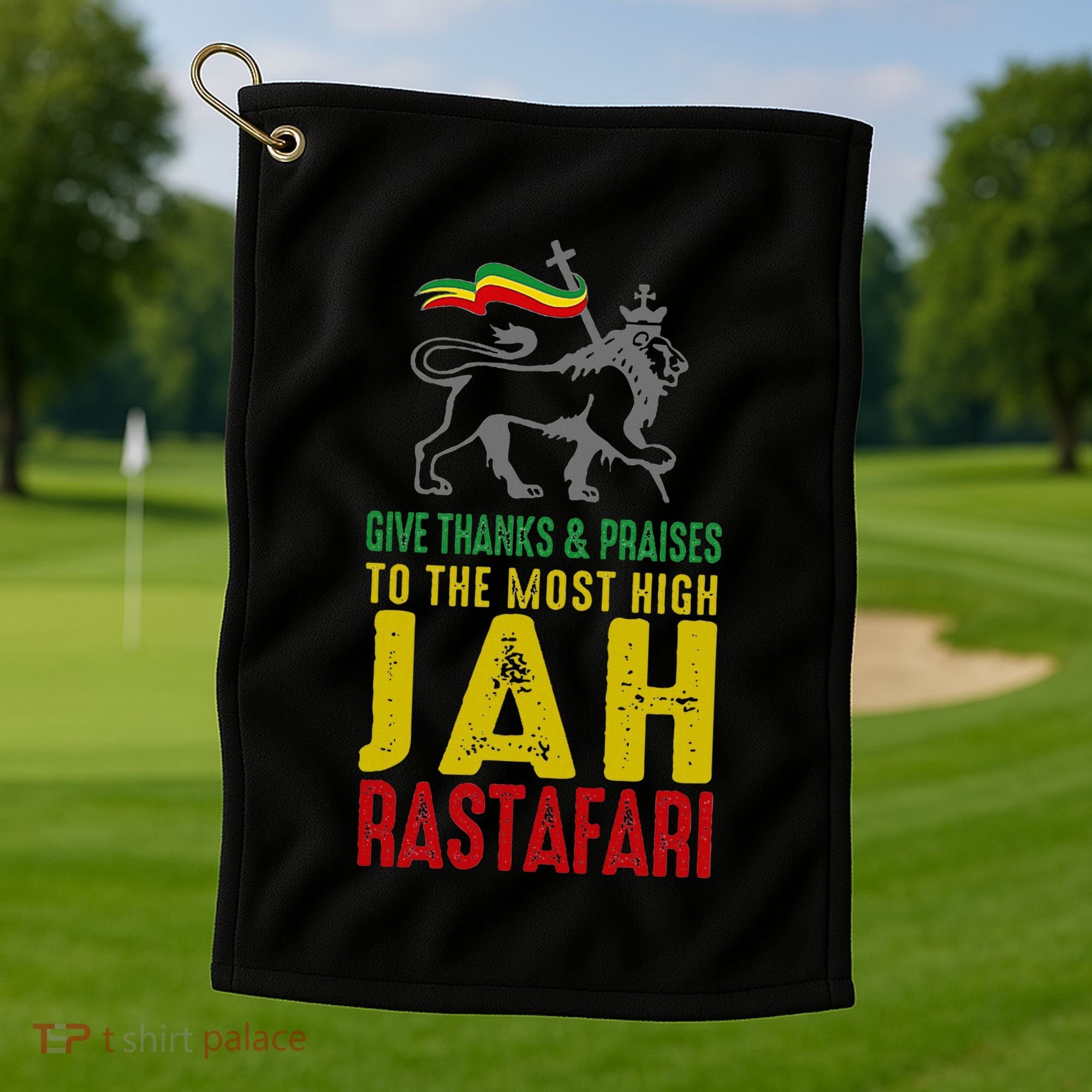 Give Thanks & Praises Rastafari Reggae Jah Rasta Clothing Golf Towel