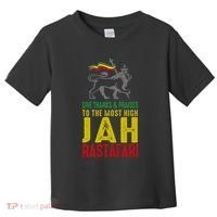 Give Thanks & Praises Rastafari Reggae Jah Rasta Clothing Toddler T-Shirt thumb 0