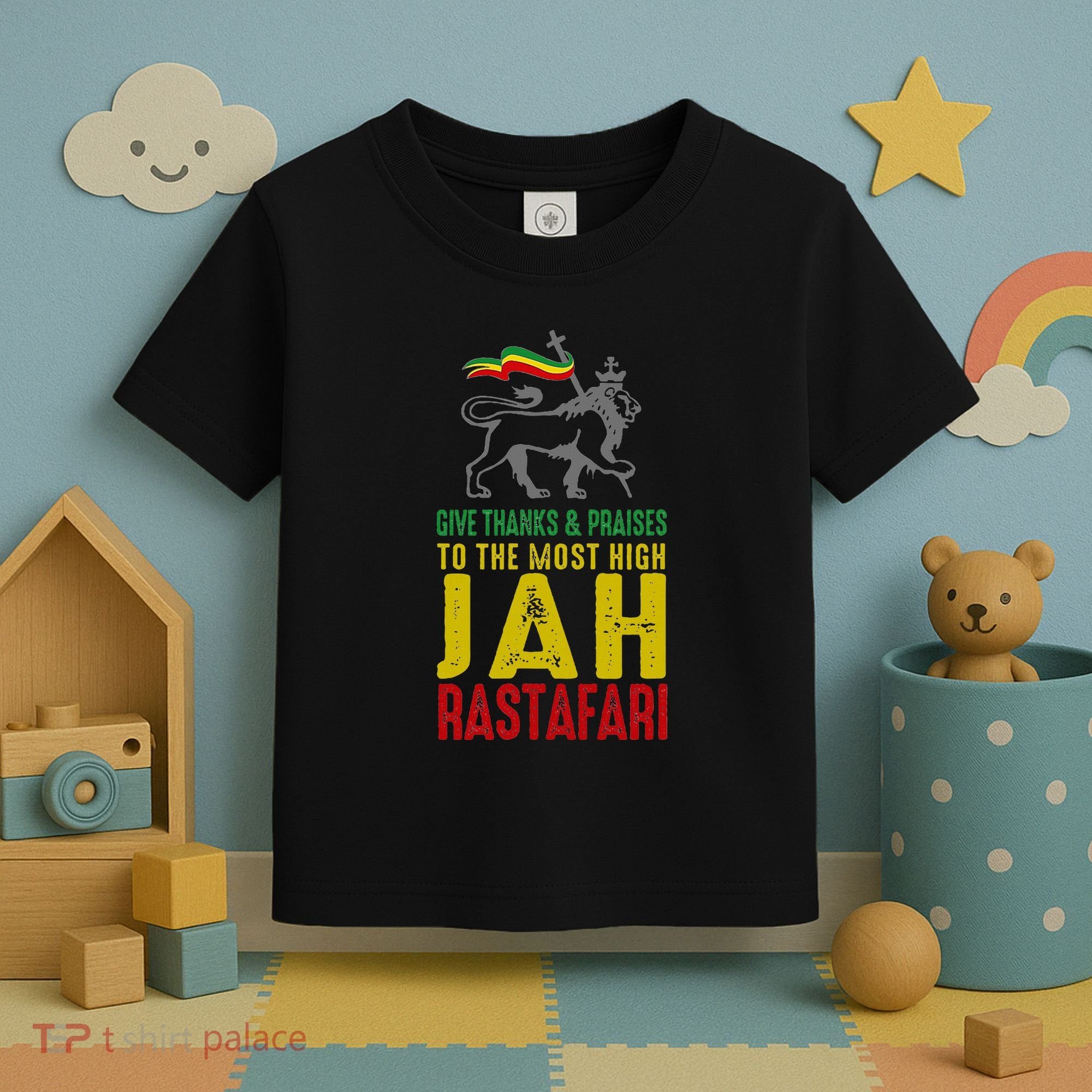 Give Thanks & Praises Rastafari Reggae Jah Rasta Clothing Toddler T-Shirt