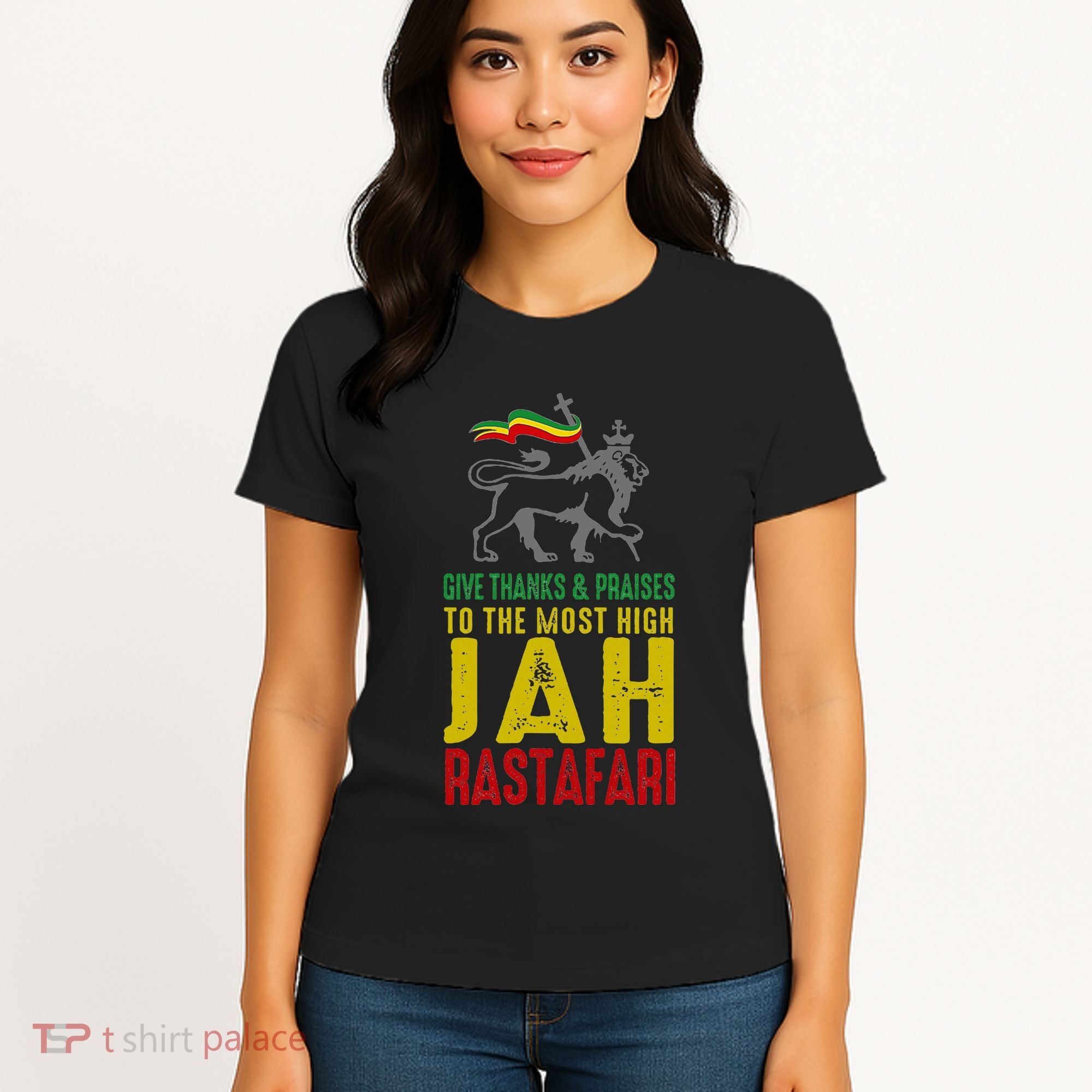 Give Thanks & Praises Rastafari Reggae Jah Rasta Clothing Women's T-Shirt