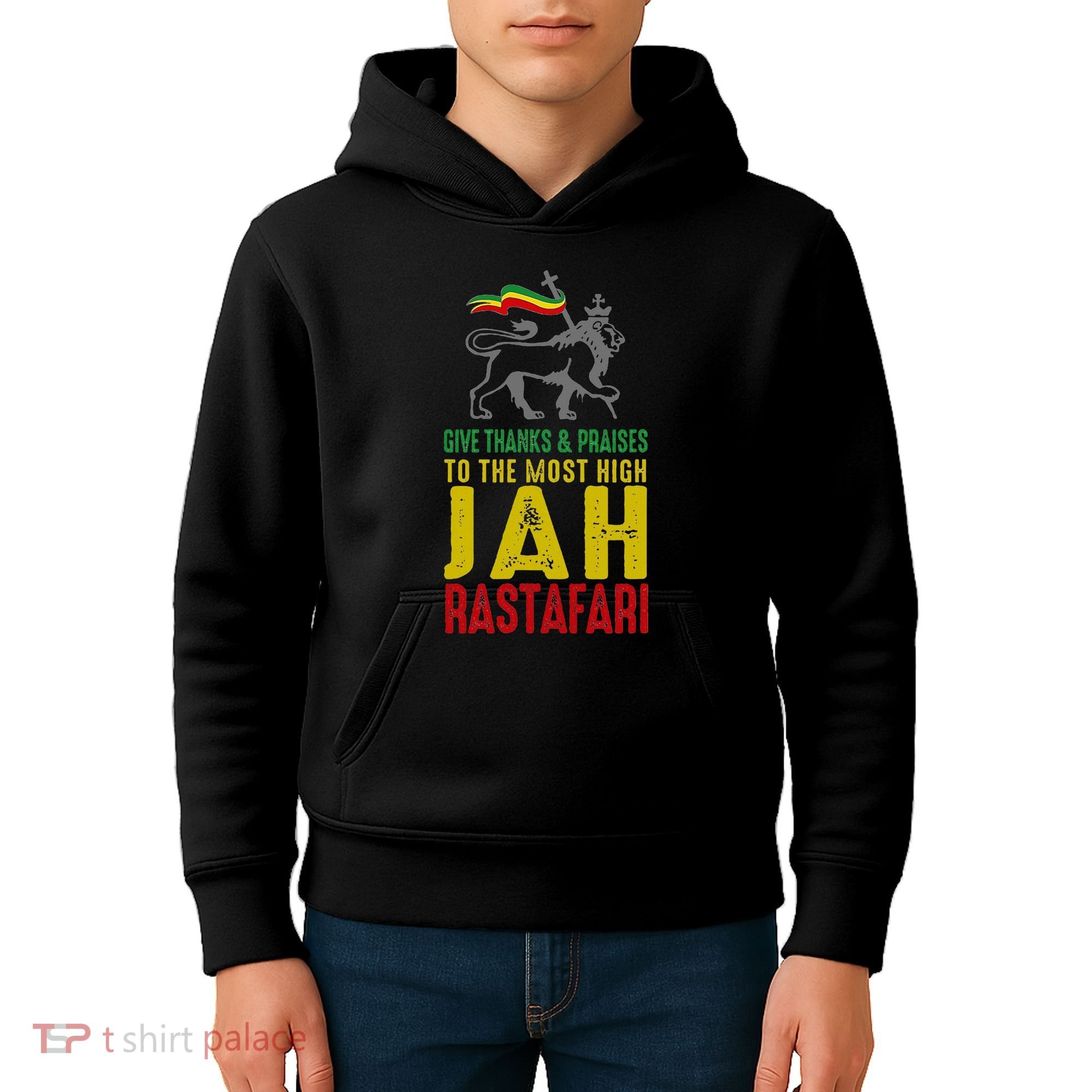 Give Thanks & Praises Rastafari Reggae Jah Rasta Clothing Kids Hoodie