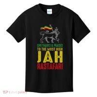 Give Thanks & Praises Rastafari Reggae Jah Rasta Clothing Kids T-Shirt thumb 0